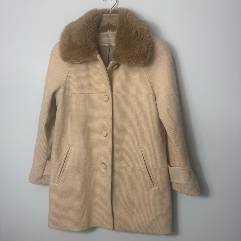 Banana Republic wool blend fur collard coat size small